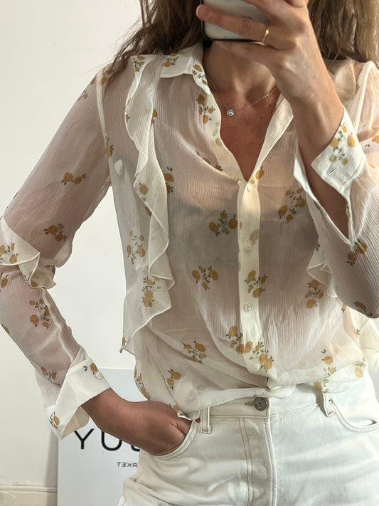THE KOOPLES. Semi-sheer floral flowy blouse. TM