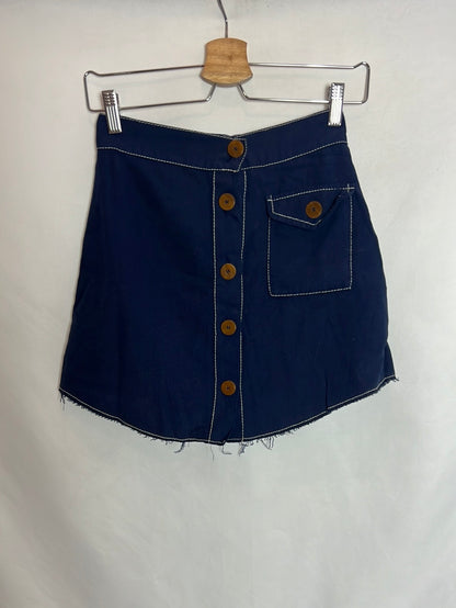 ZARA. Falda azul botones T.xs