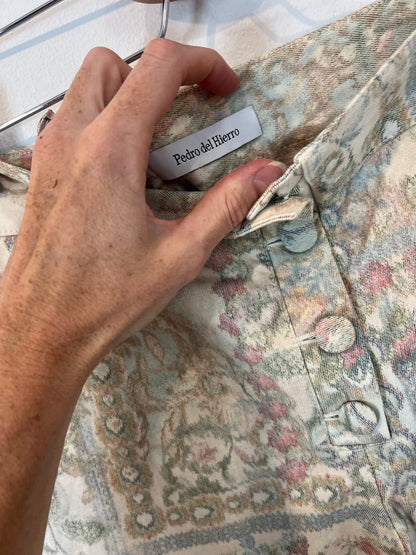 PEDRO DEL HIERRO. Beige printed trousers, size 36