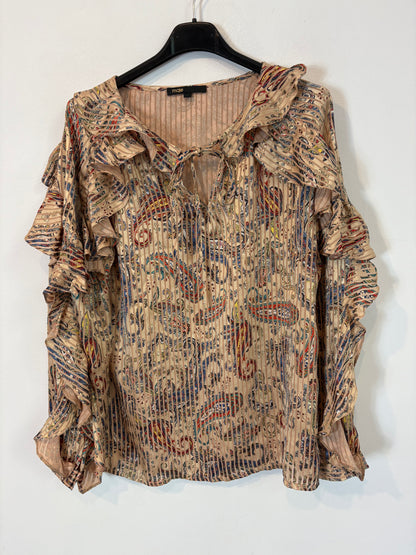 MAJE. Blusa estampada manga volante. T S