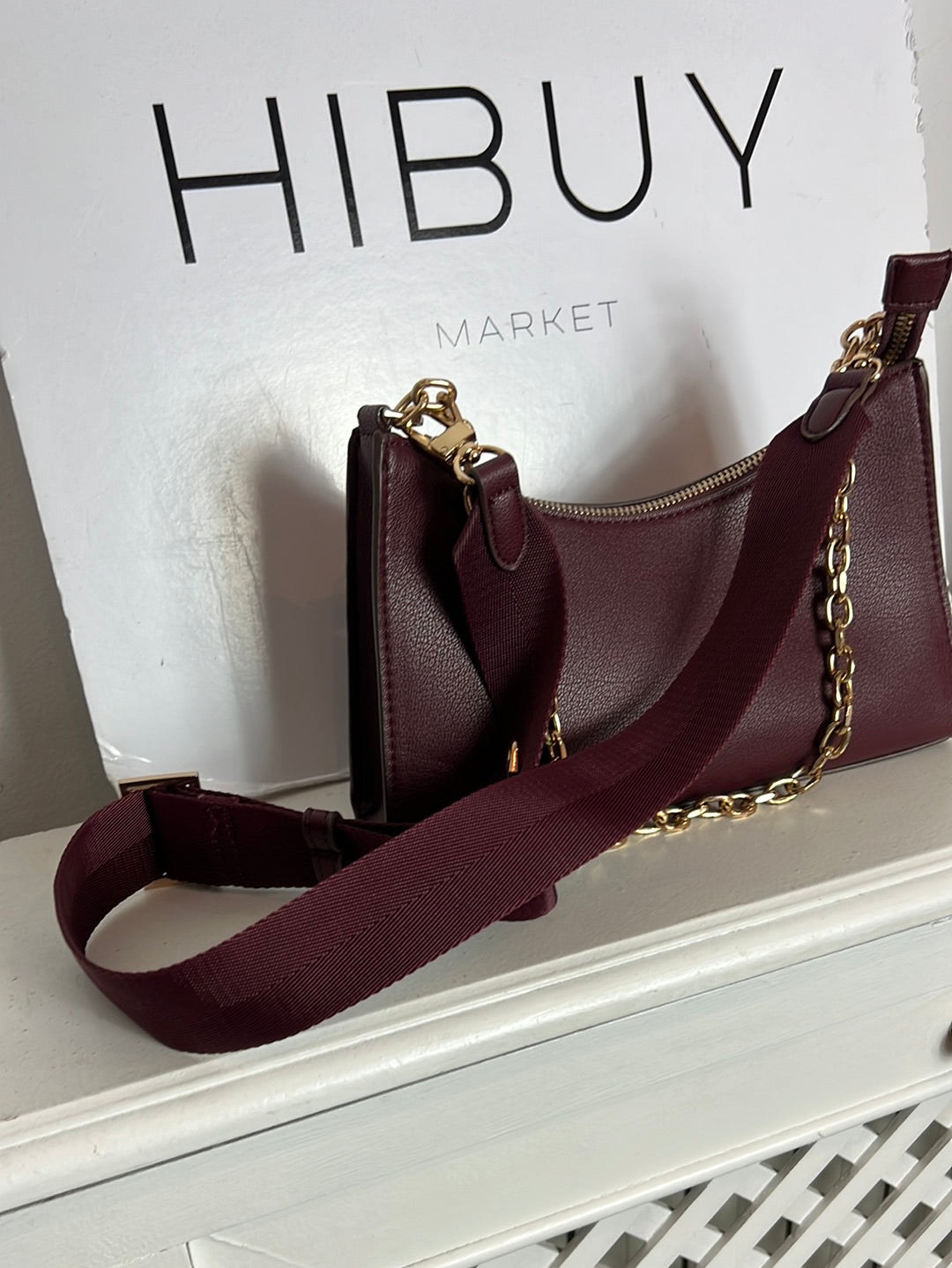 MANGO. Bolso burdeos doble asa