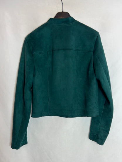 PRIMARK. Green faux leather jacket with pockets. Size 38