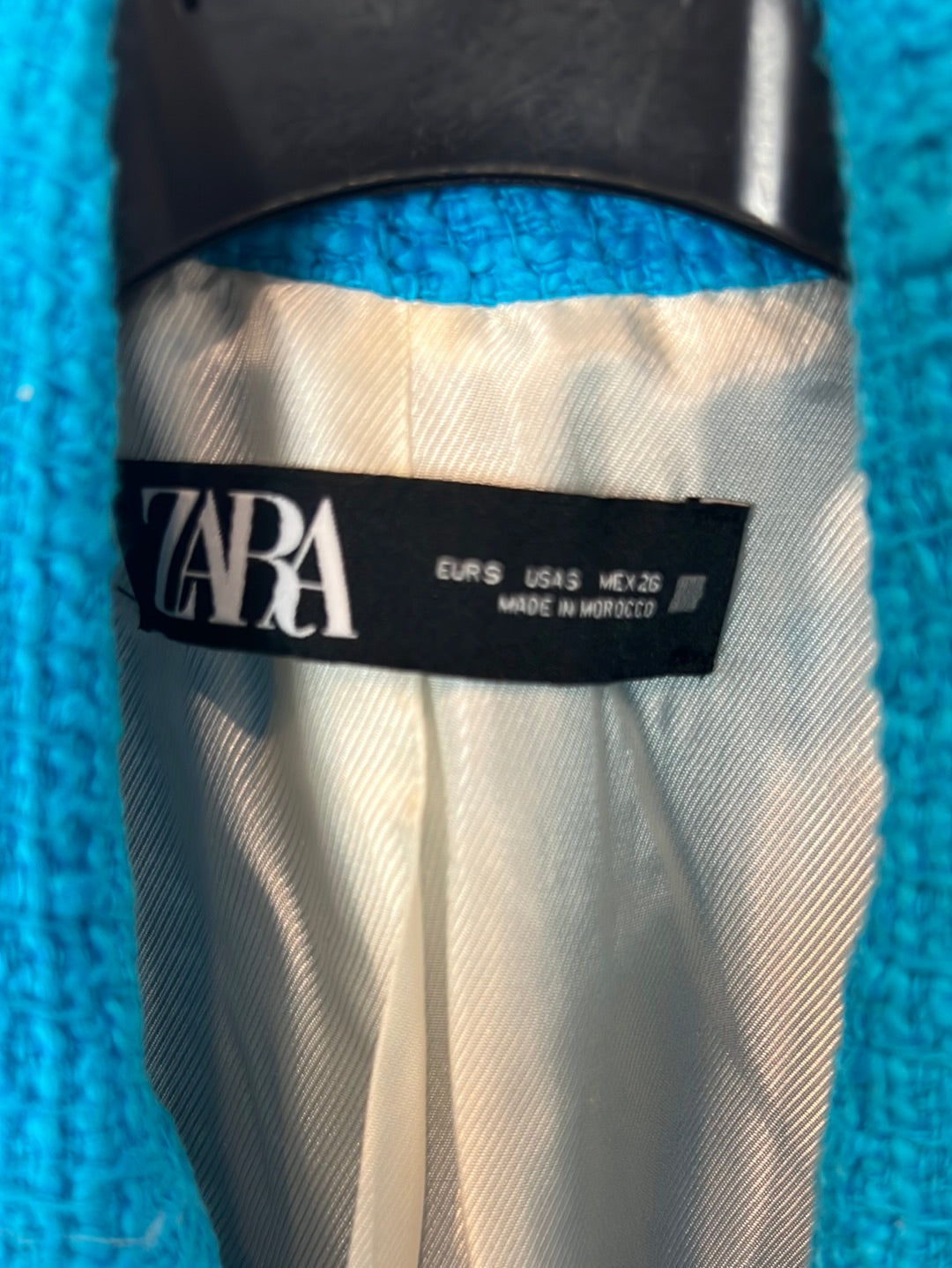 ZARA. Blazer turquesa tweed. T S