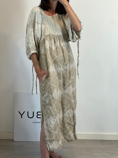 MARÁVIC. Vestido largo beige rayas T.xs