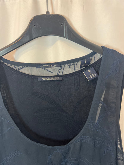 MAISON SCOTCH. Double-layered embroidered blue top. Size 3(L)