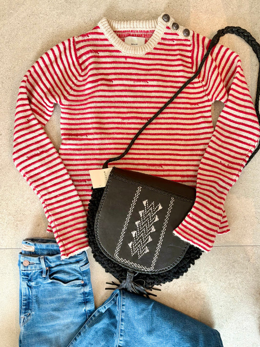 MASSCOB. Bolso piel y lana en negro