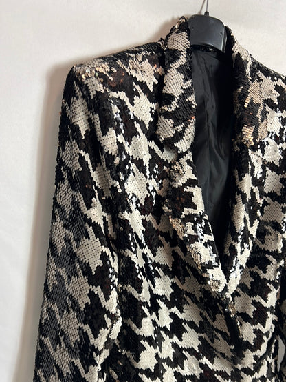 TOPSHOP. Houndstooth Sequin Blazer. TM