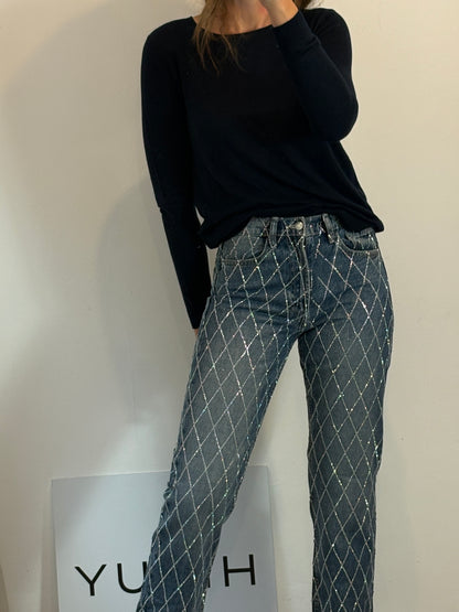 ZARA. Denim recto pedreria