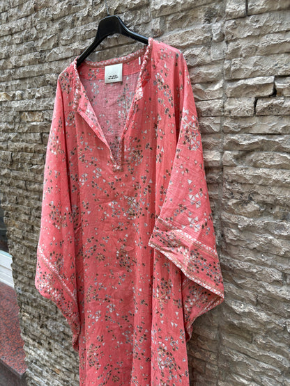 ISABEL MARANT. Vestido estampado estilo caftán con seda