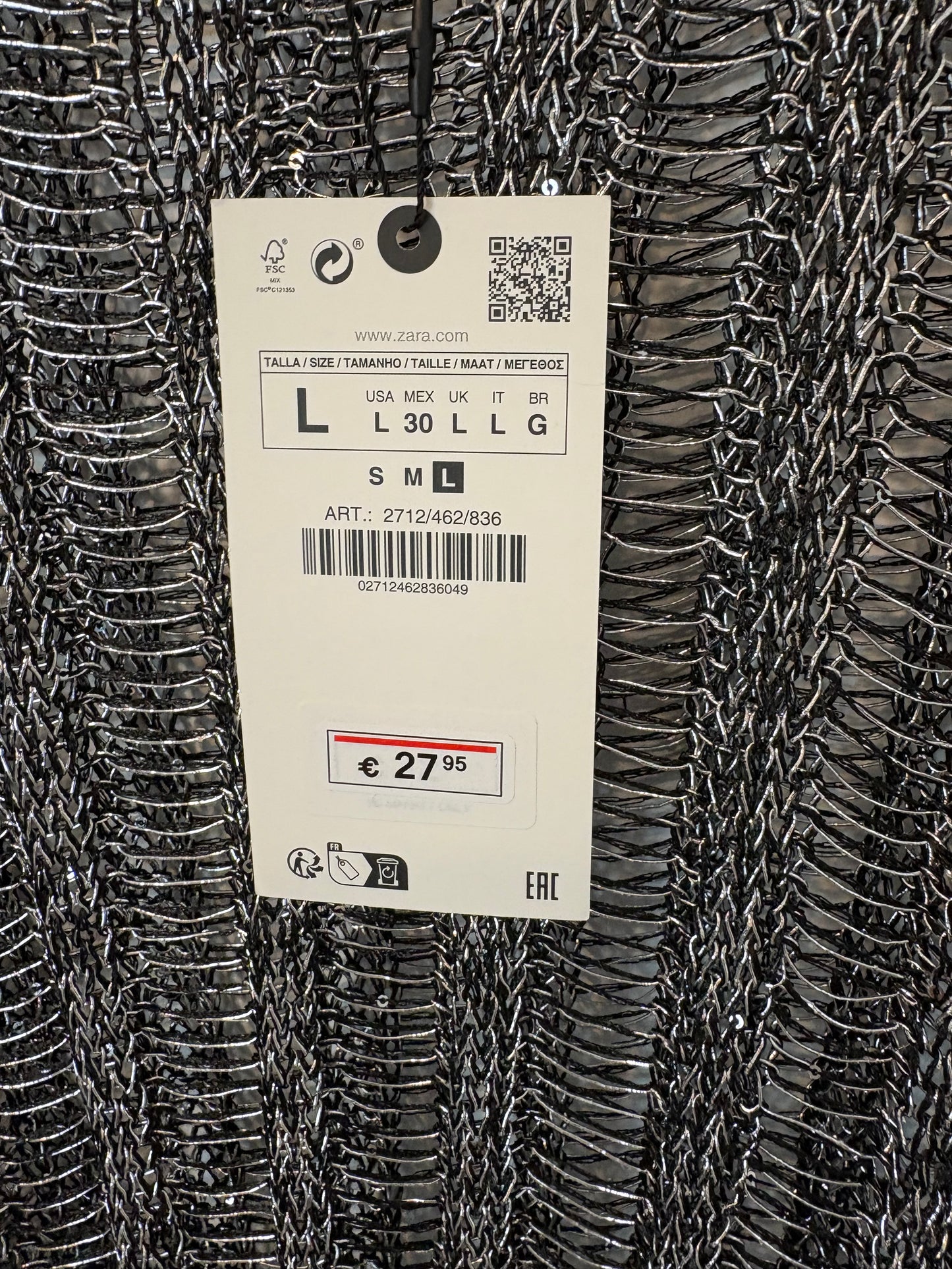 ZARA. Top calado hilos metalizados