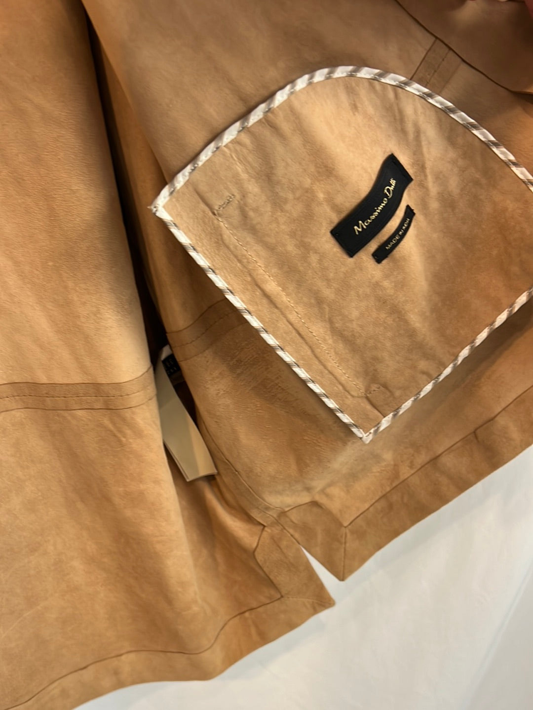 MASSIMO DUTTI. Chaqueta beige piel. T M