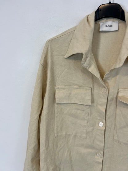 GUITARE. Vestido camisero beige T.m