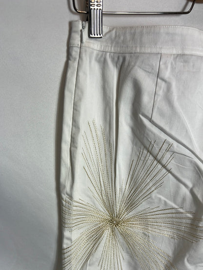 ROBERTO CAVALLI. White trousers with gold embroidery. Size 42 (40)