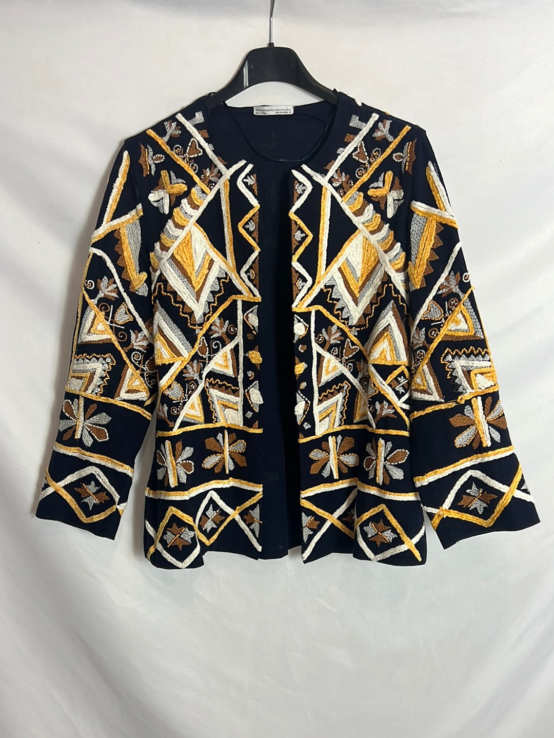 ZARA. Chaqueta azul bordados. T M