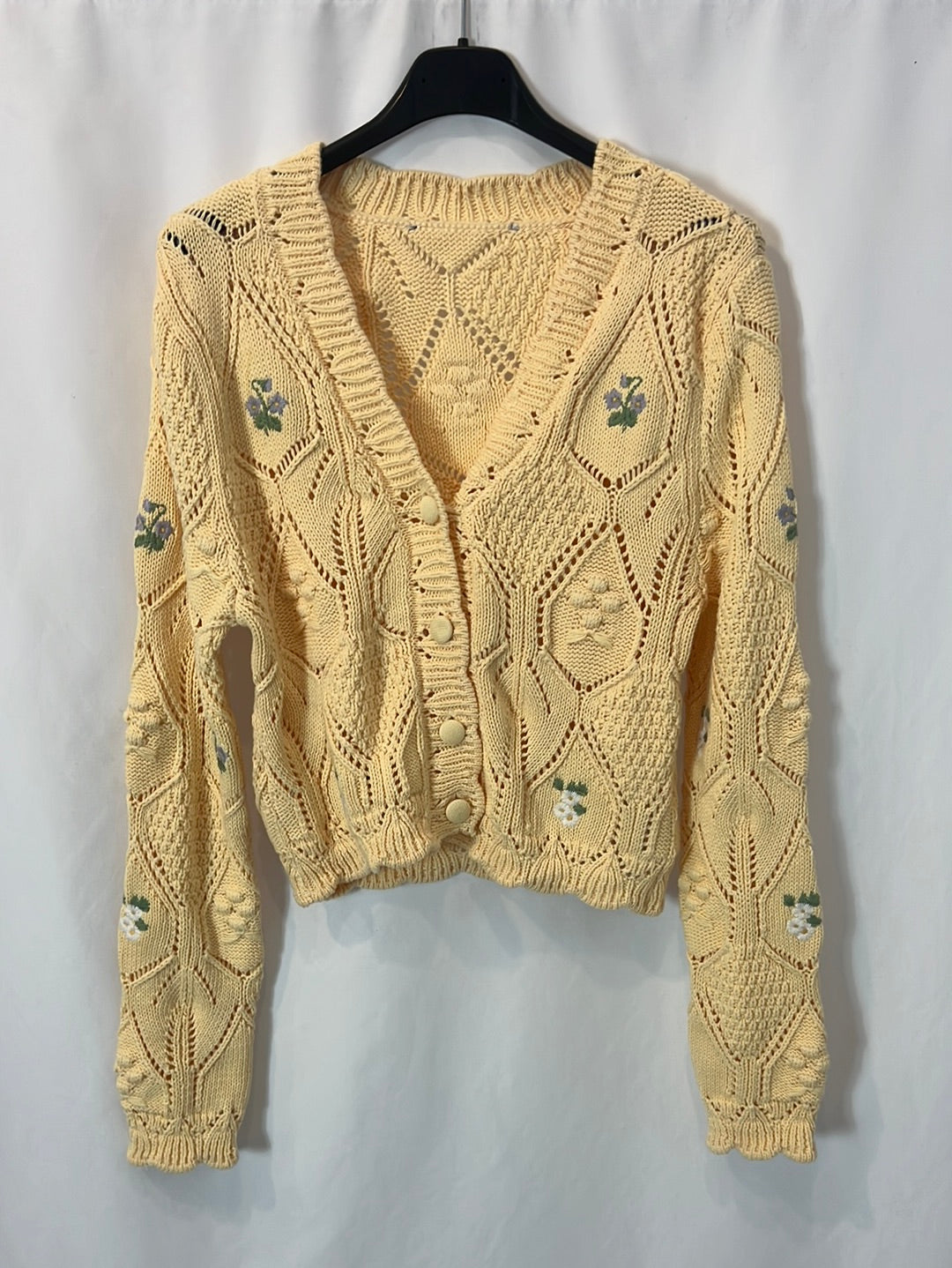 ZARA. chaqueta punto bordados T.s