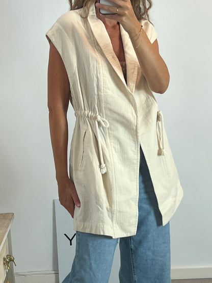 MANGO. Chaleco beige textura. T XS/S