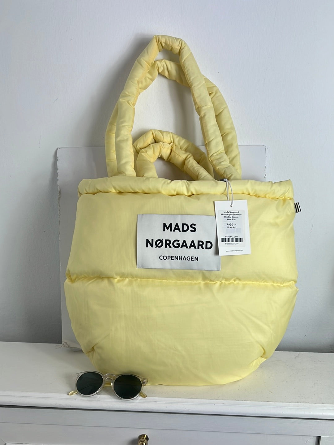 MADS NØRGAARD. Light yellow quilted bag