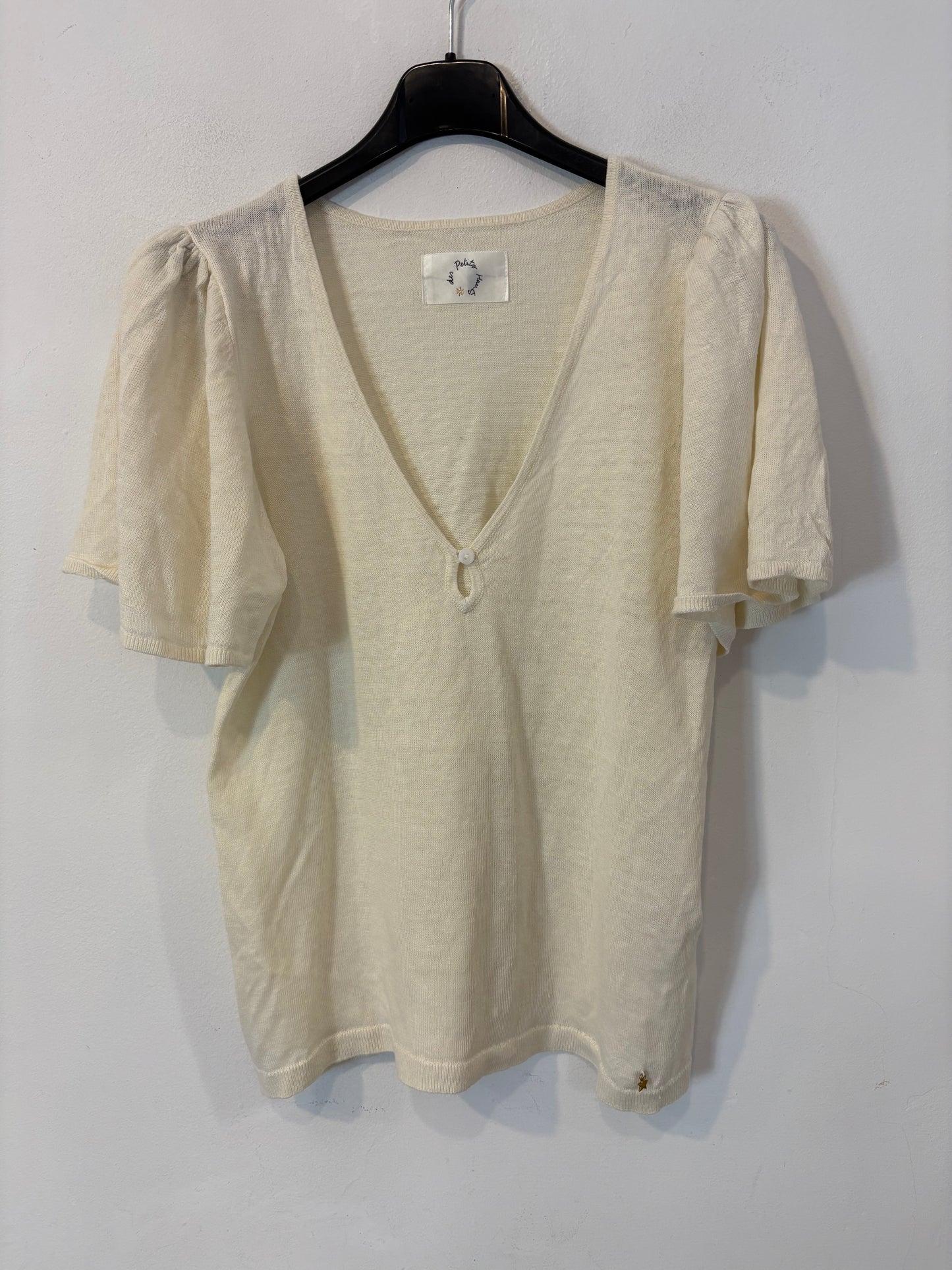 DES PETITS HAUTS. Top lino color crudo