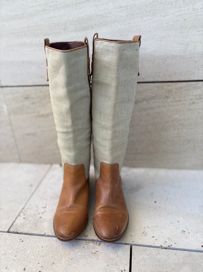 MASSIMO DUTTI. Botas altas doble textura. T 38