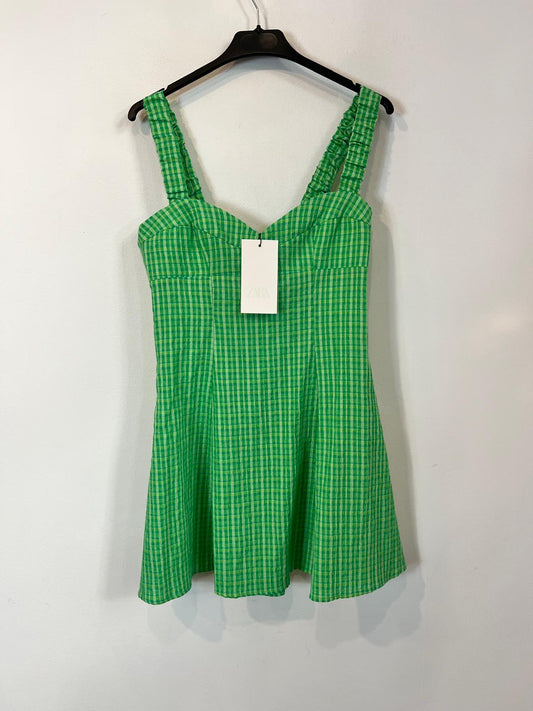 ZARA. Vestido corto cuadros verde
