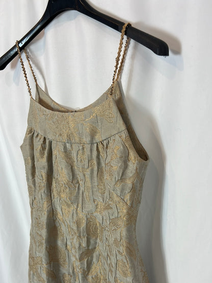 OTHERS. Beige dress with golden flowers YOUR(S)