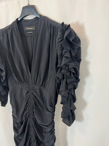 ISABEL MARANT. Short gathered silk dress. Size 36