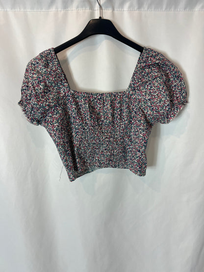 PAPER CLOSET. Button-down floral crop top T.xs