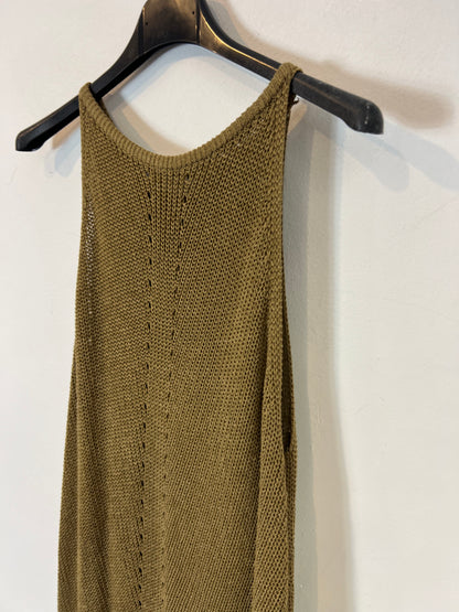 ZARA. Vestido largo punto verde caqui. T L