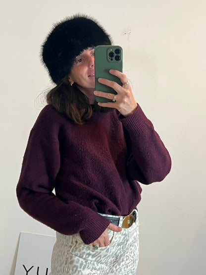 ZARA. Gorro negro pelo