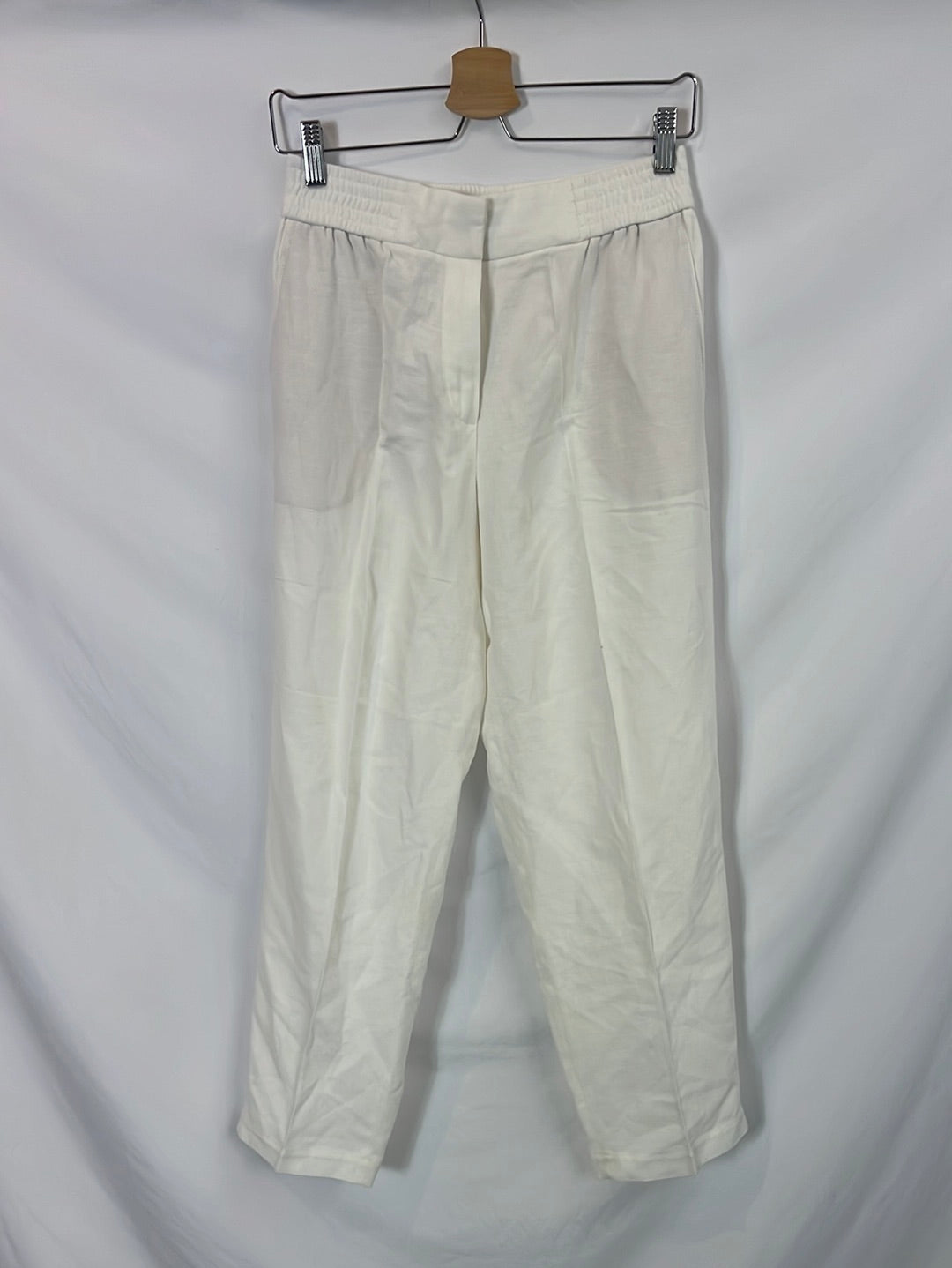 MASSIMO DUTTI. Pantalón blanco textura jaspeada. T 38