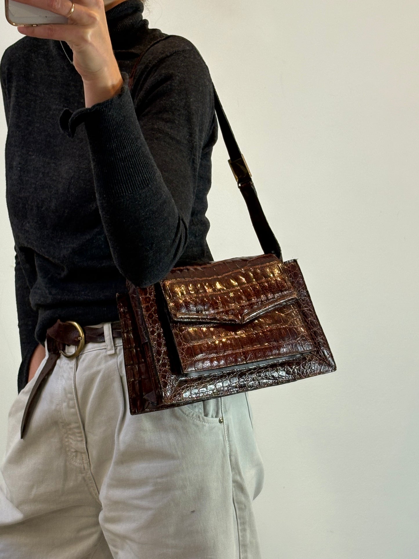Bolso de hombro piel  marrón