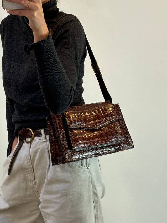 Bolso de hombro piel  marrón