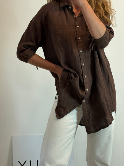 CARLOTA & CO. Blusa lino marrón