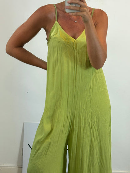 OTHERS. Lime green flowy jumpsuit. YOU (S/M)