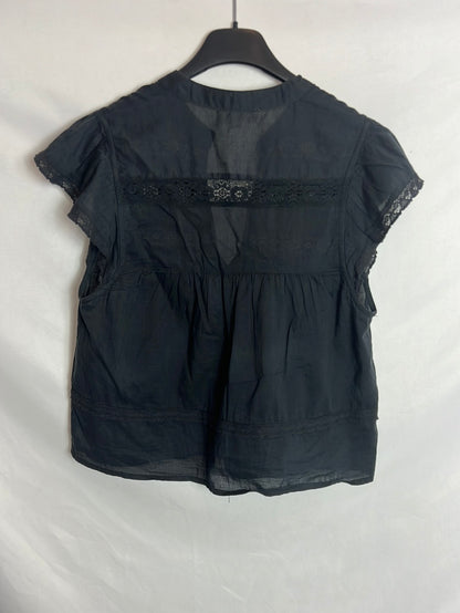 NICOLi. Blusa azul encaje. T S