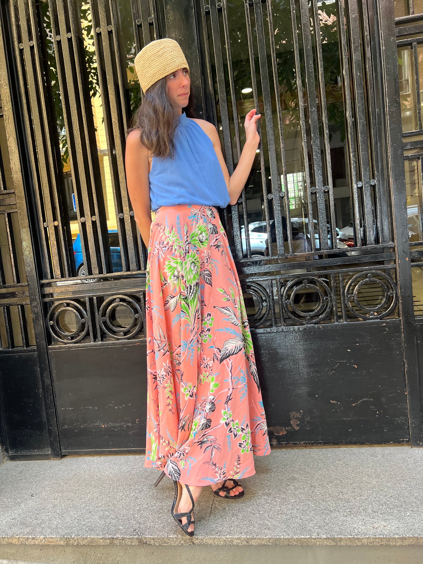 DIANE VON FURSTENBERG. Falda larga estampada seda