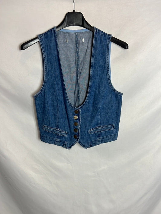 OTRAS. Chaleco denim abotonado. T S/M