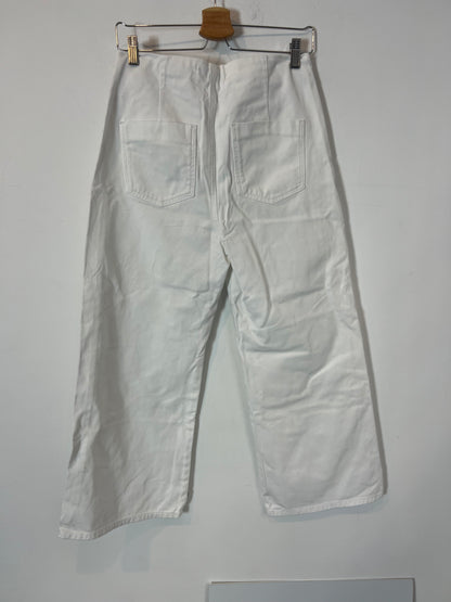 ZARA. Pantalón culotte denim blanco T.38