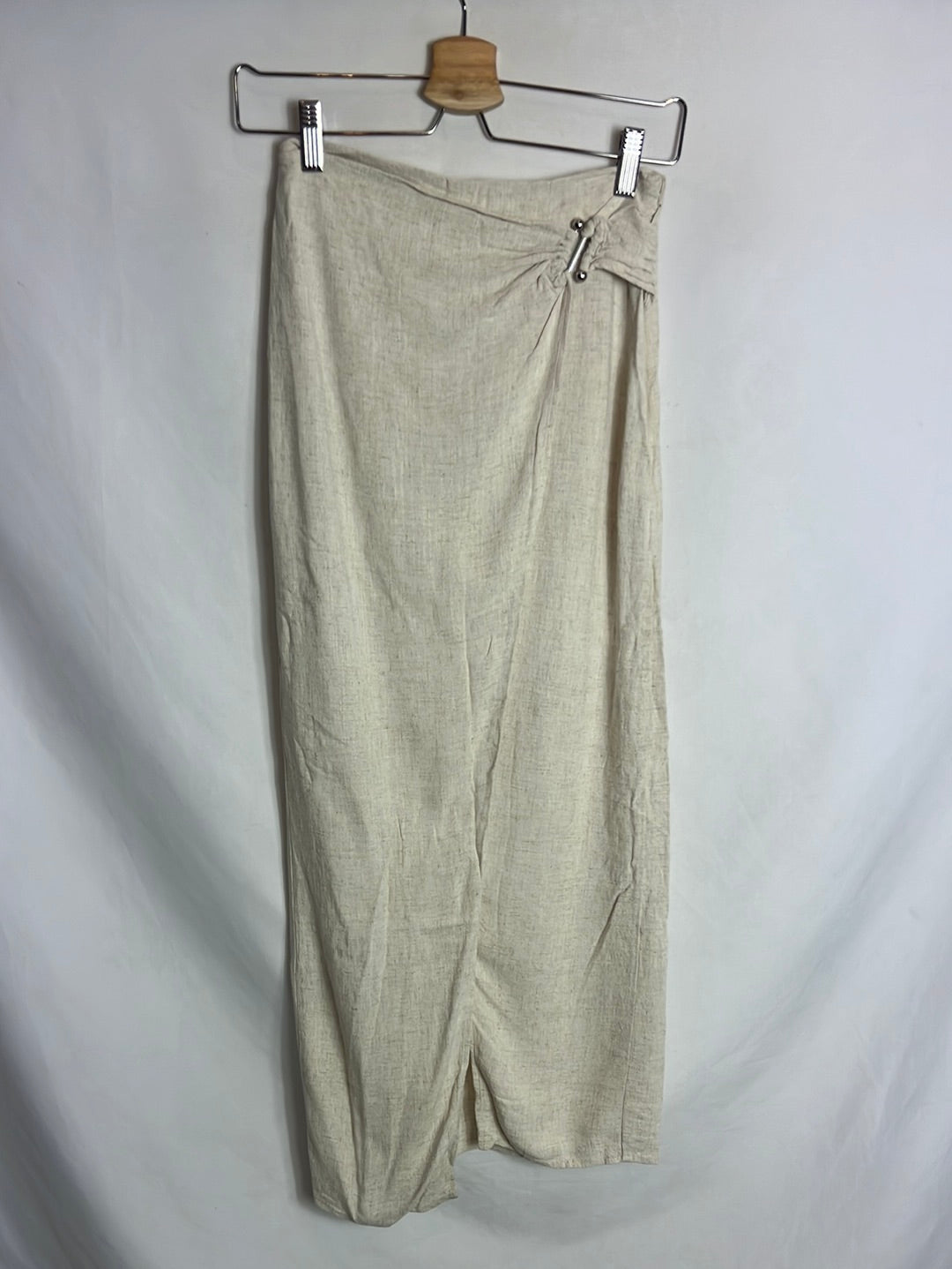 STRADIVARIUS. Marbled linen effect midi skirt. T 34