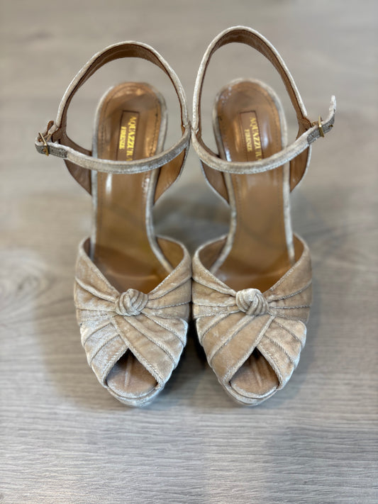 AQUAZZURA. Sandalia terciopelo cruzada. T 40