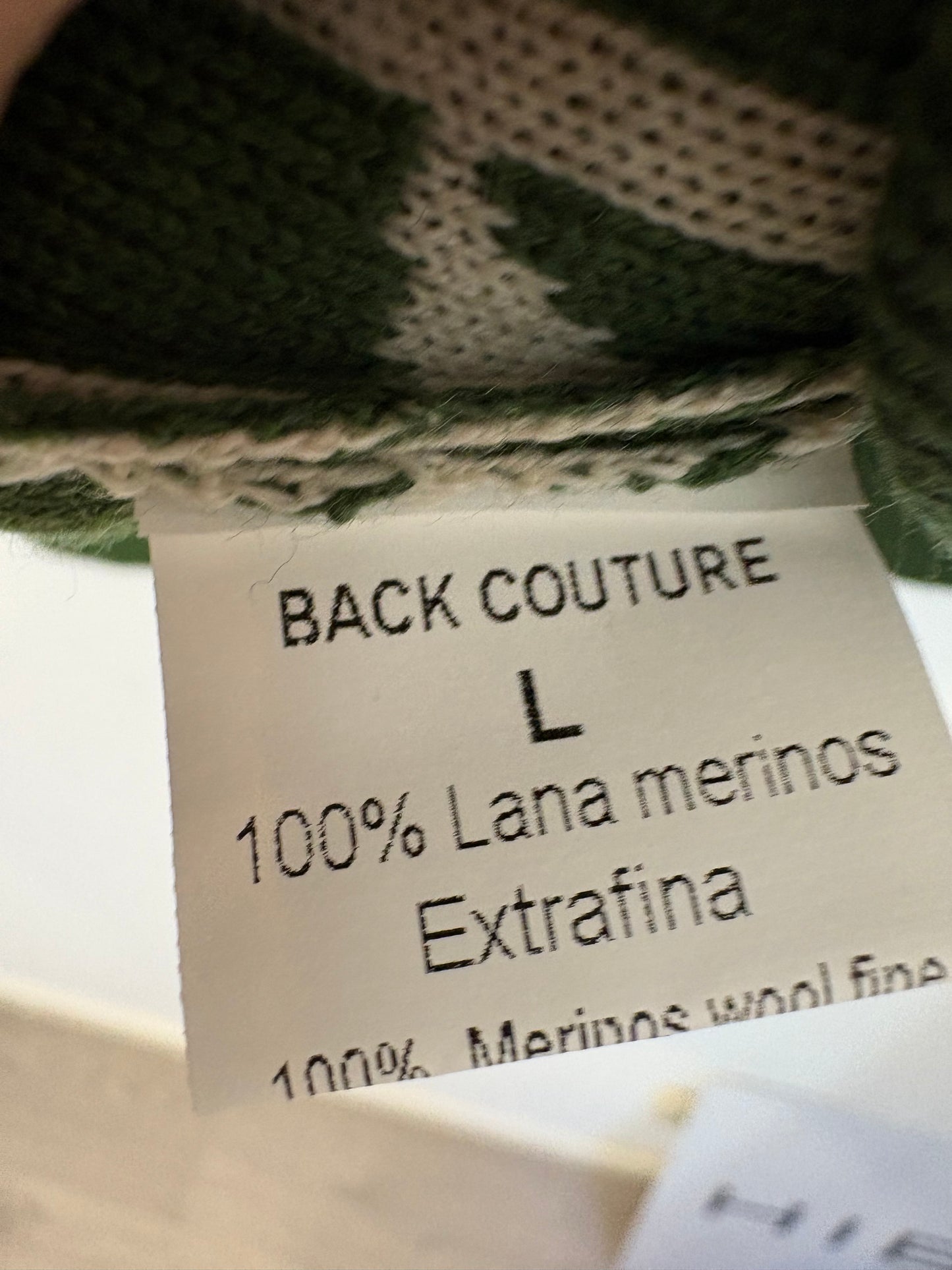 BACK COUTURE. Jersey merino hojas en verde