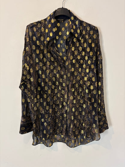 MASSIMO DUTTI. Blusa fluida dorados
