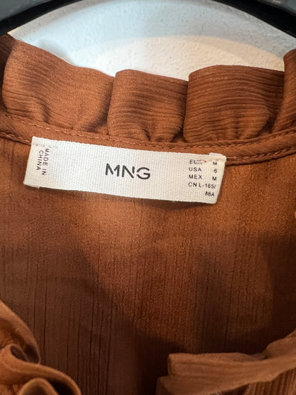 MANGO. Flowy brown blouse. TM