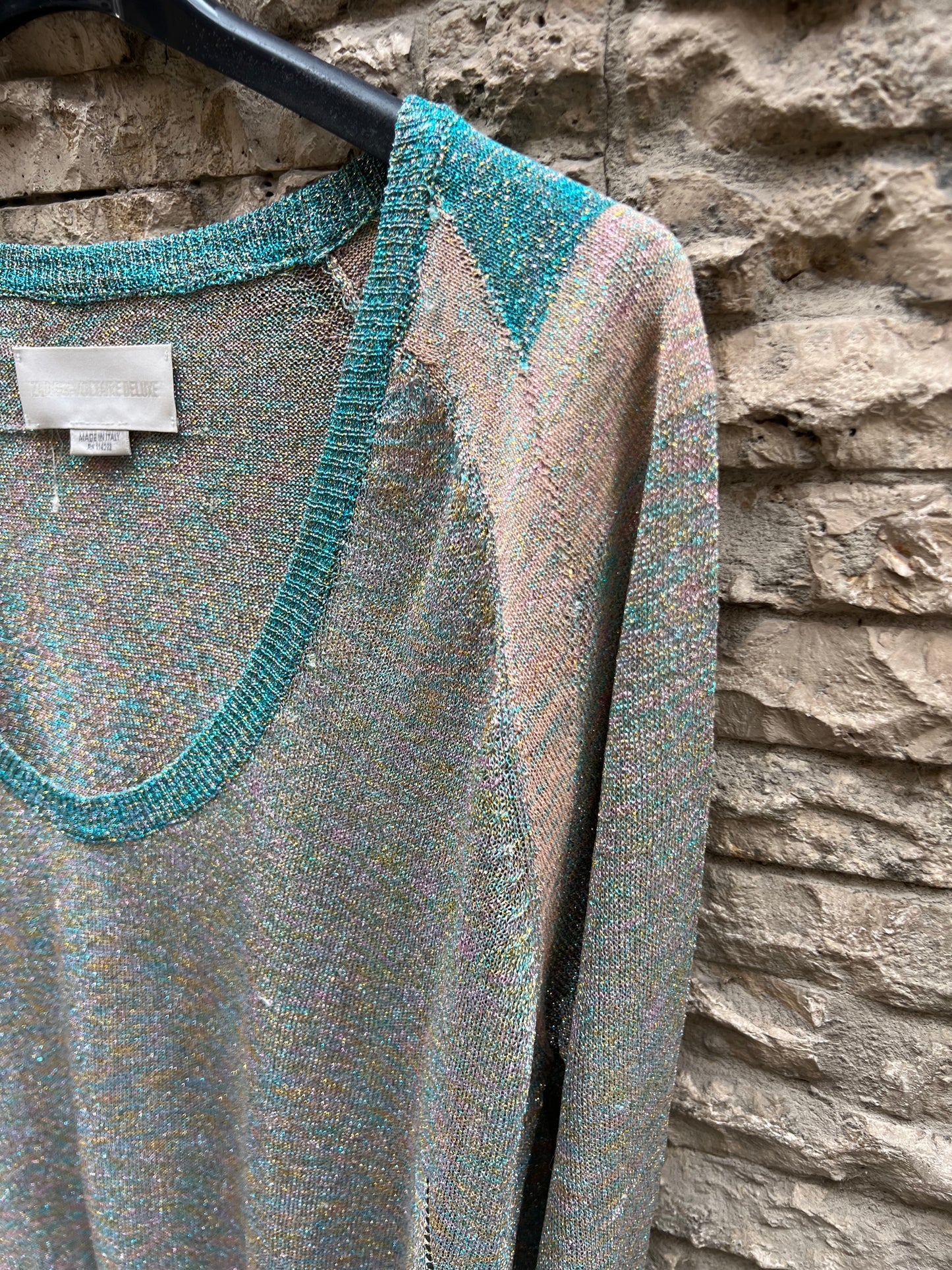 ZADIG &amp; VOLTAIRE. Top knit in shiny colored yarns. TM