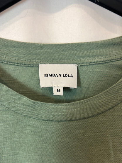BIMBA Y LOLA. Green T-shirt with sleeve detail. TM