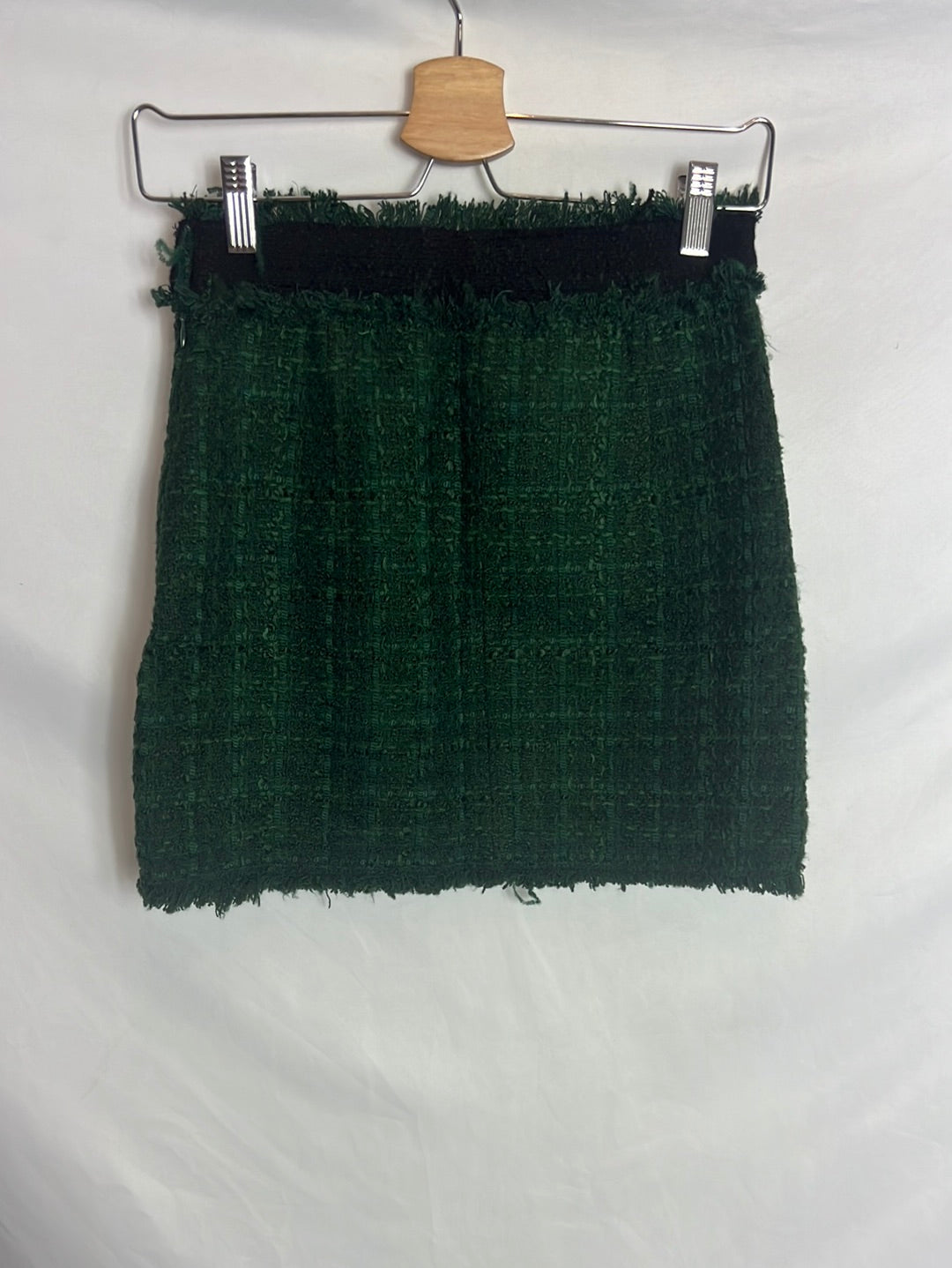 ZARA. Falda verde tweed. T XS