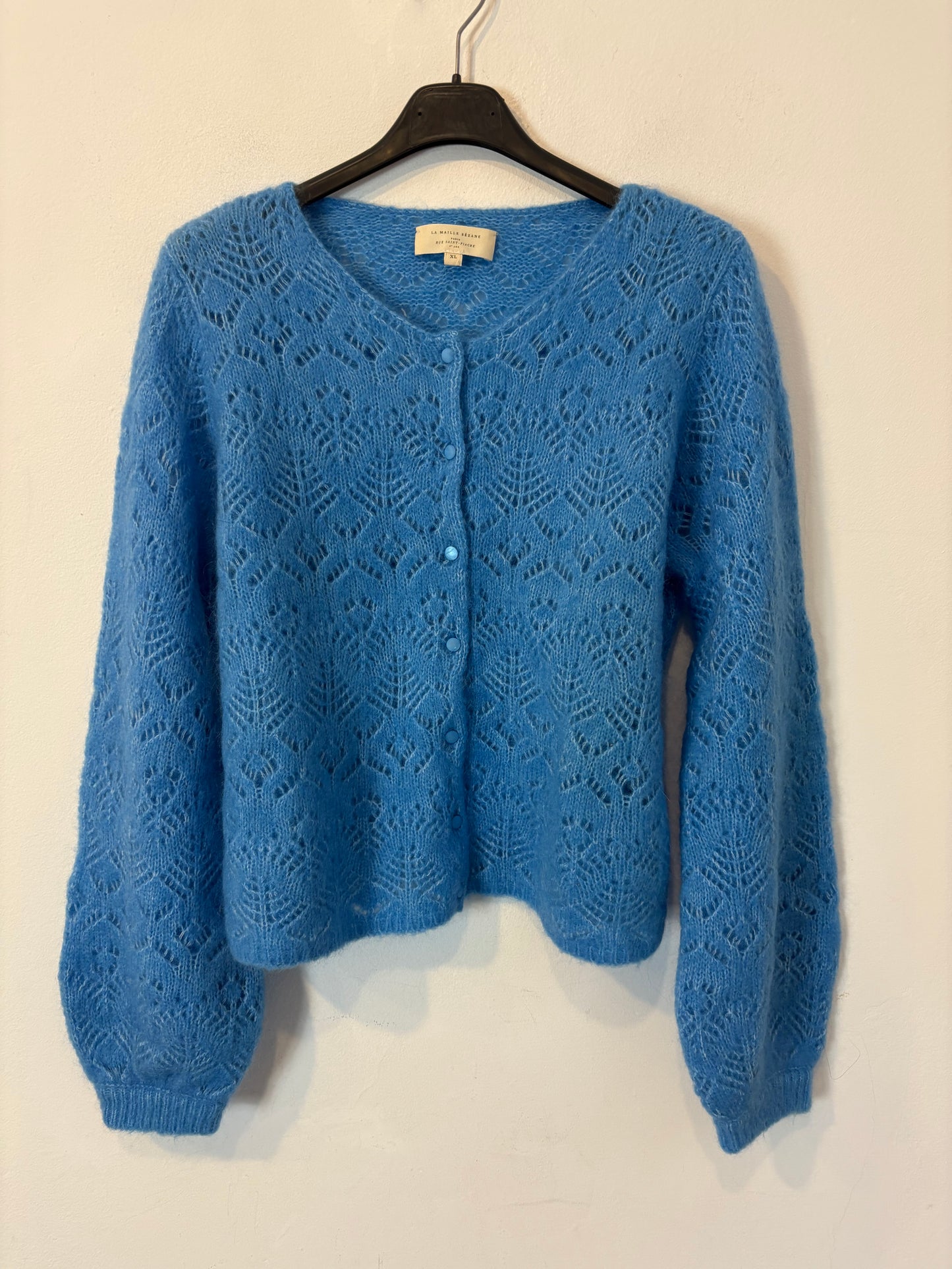 SÉZANE. Chaqueta punto calado azul claro