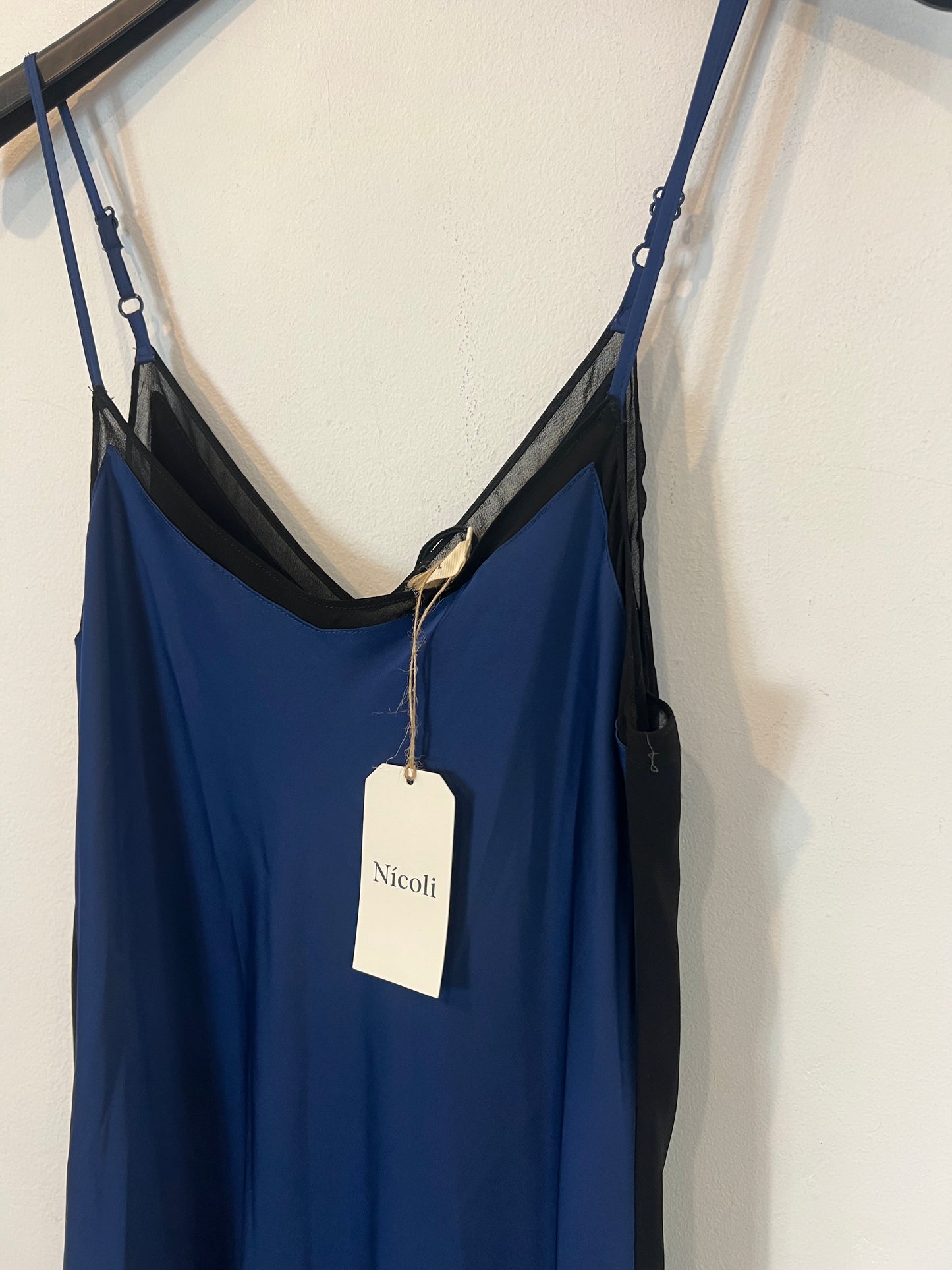 NÍCOLI. Vestido largo satinado azul . T S