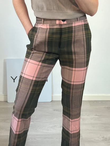 UTERQÜE. Pantalón cuadros textura. T L