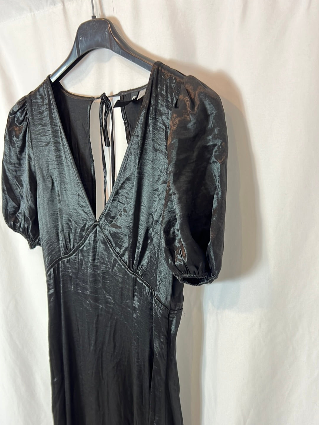 H&amp;M. Black satin midi dress size 34